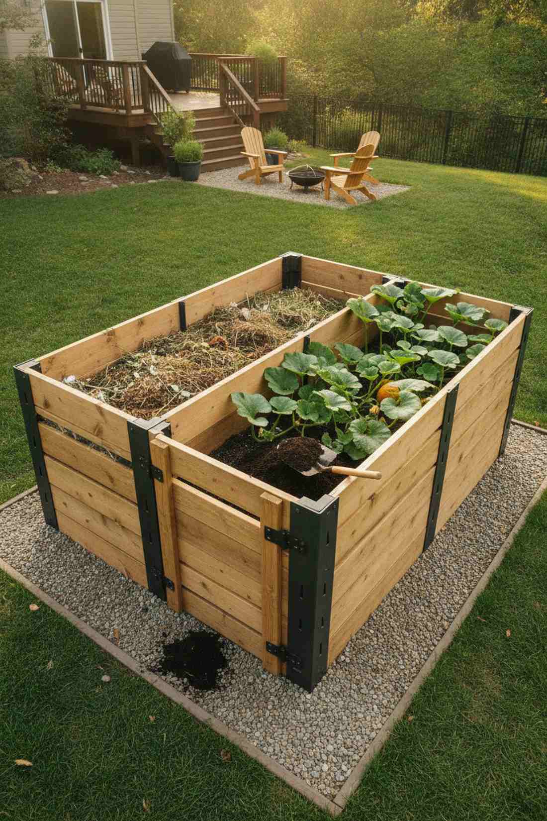 compost bin adjacent bed