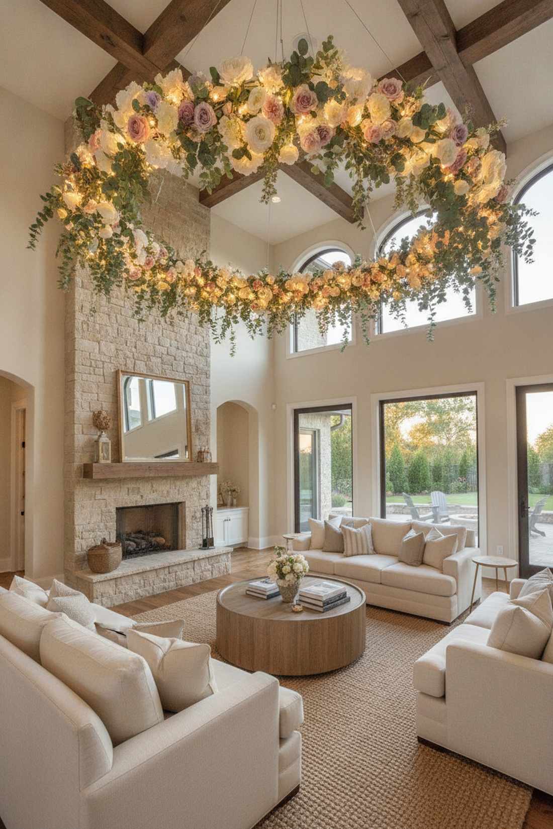 floral chandelier light combination