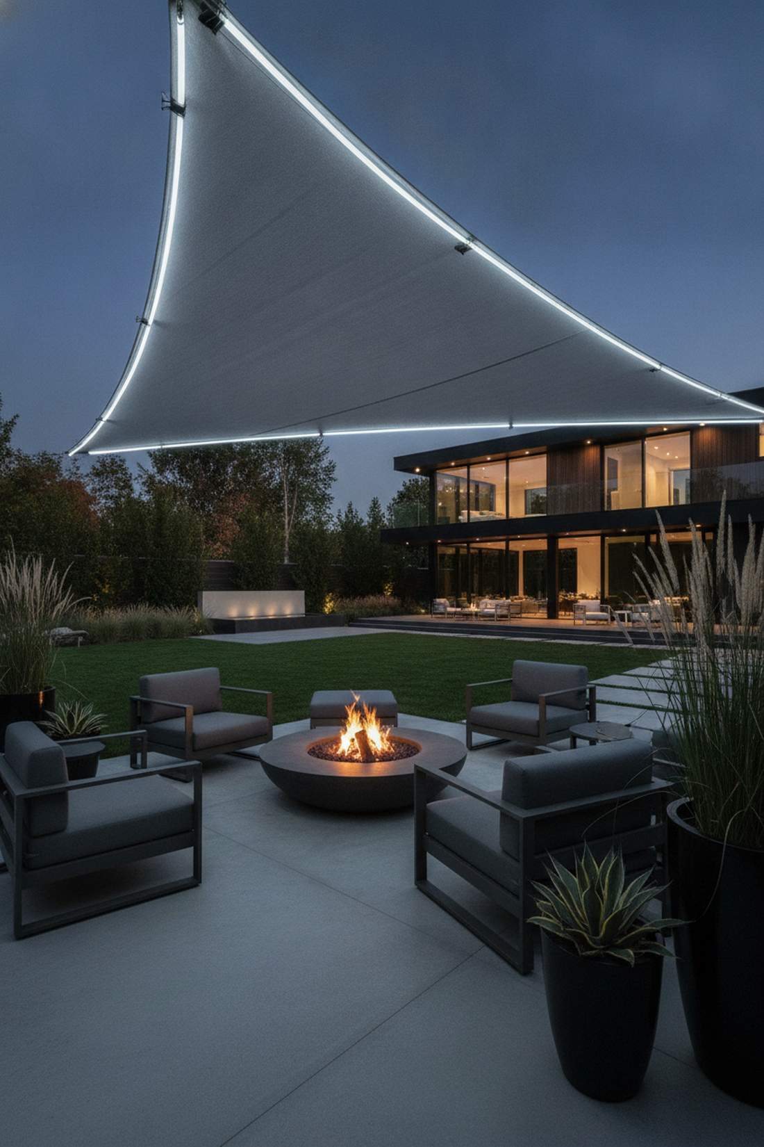 overhead shade sail outlining