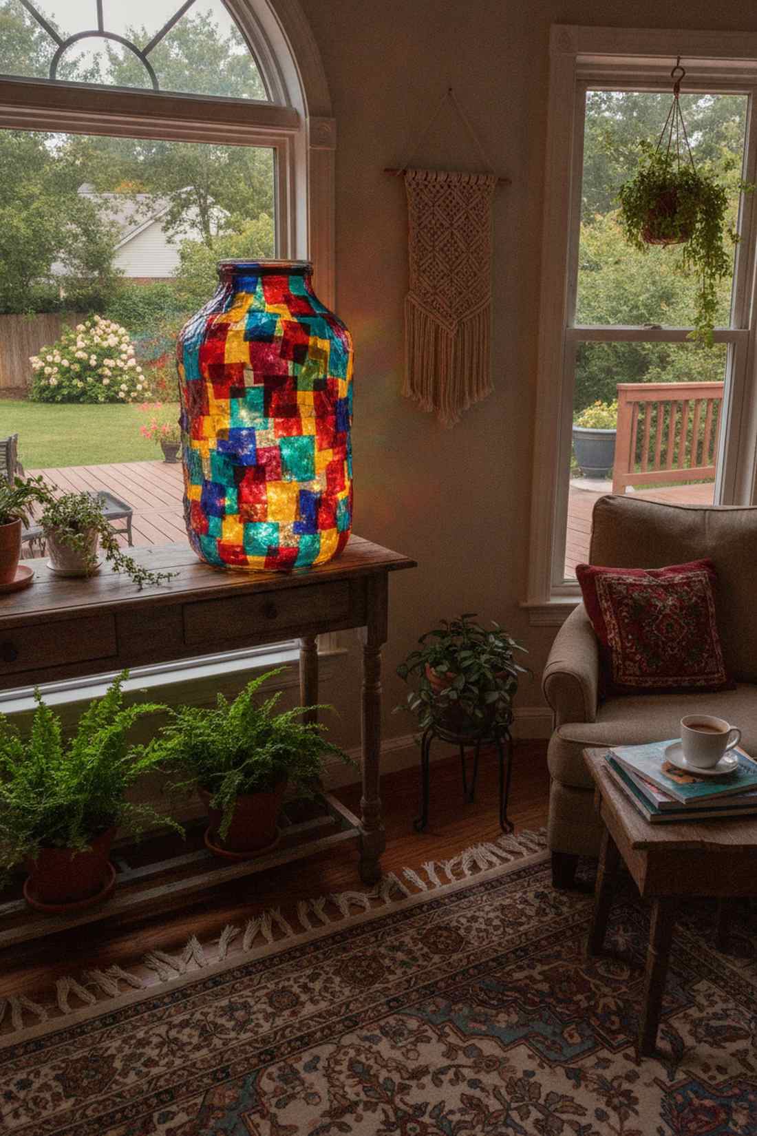 tissue paper stained glass effect