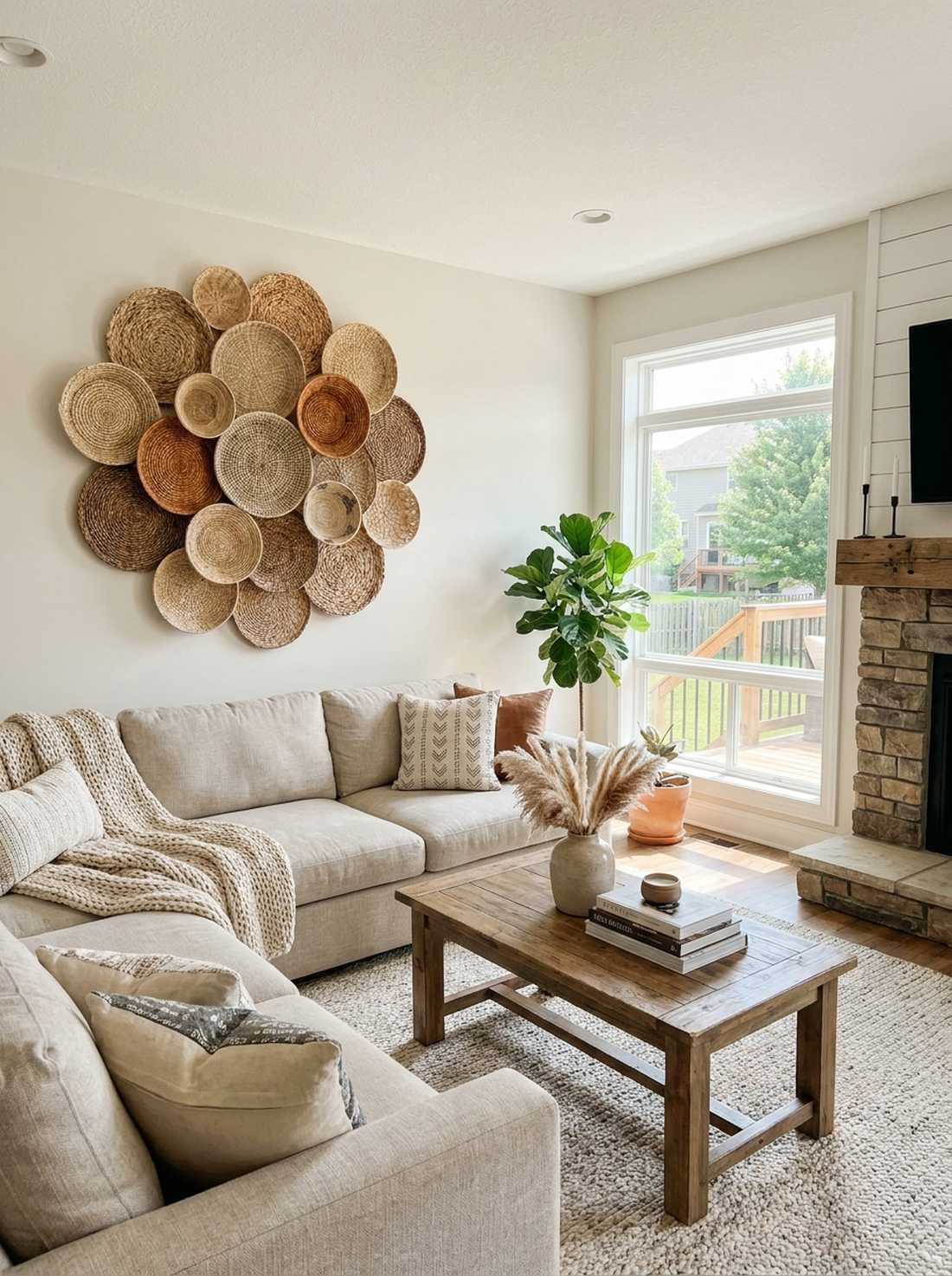 woven basket wall displays