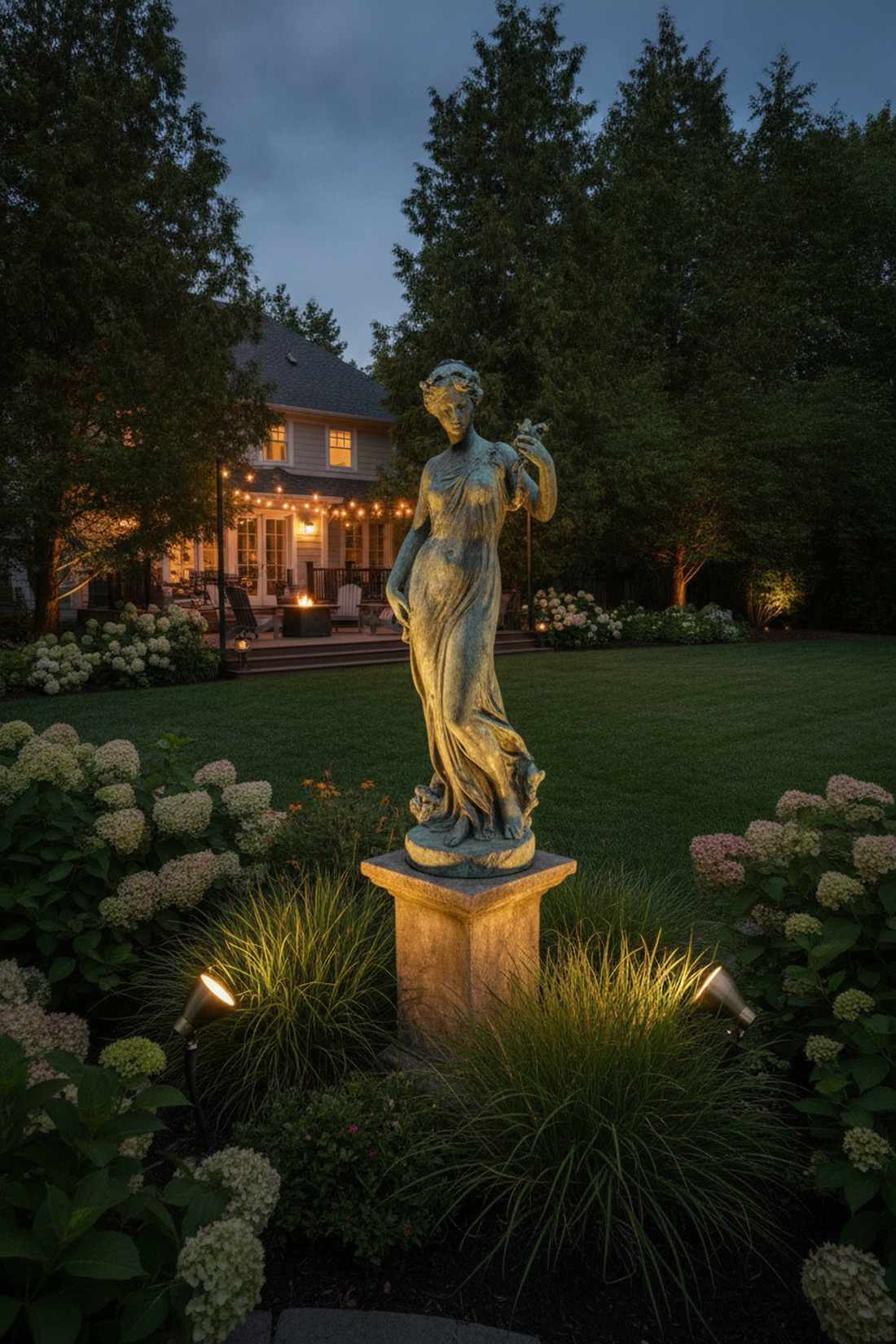 accent lighting for garden sculpture