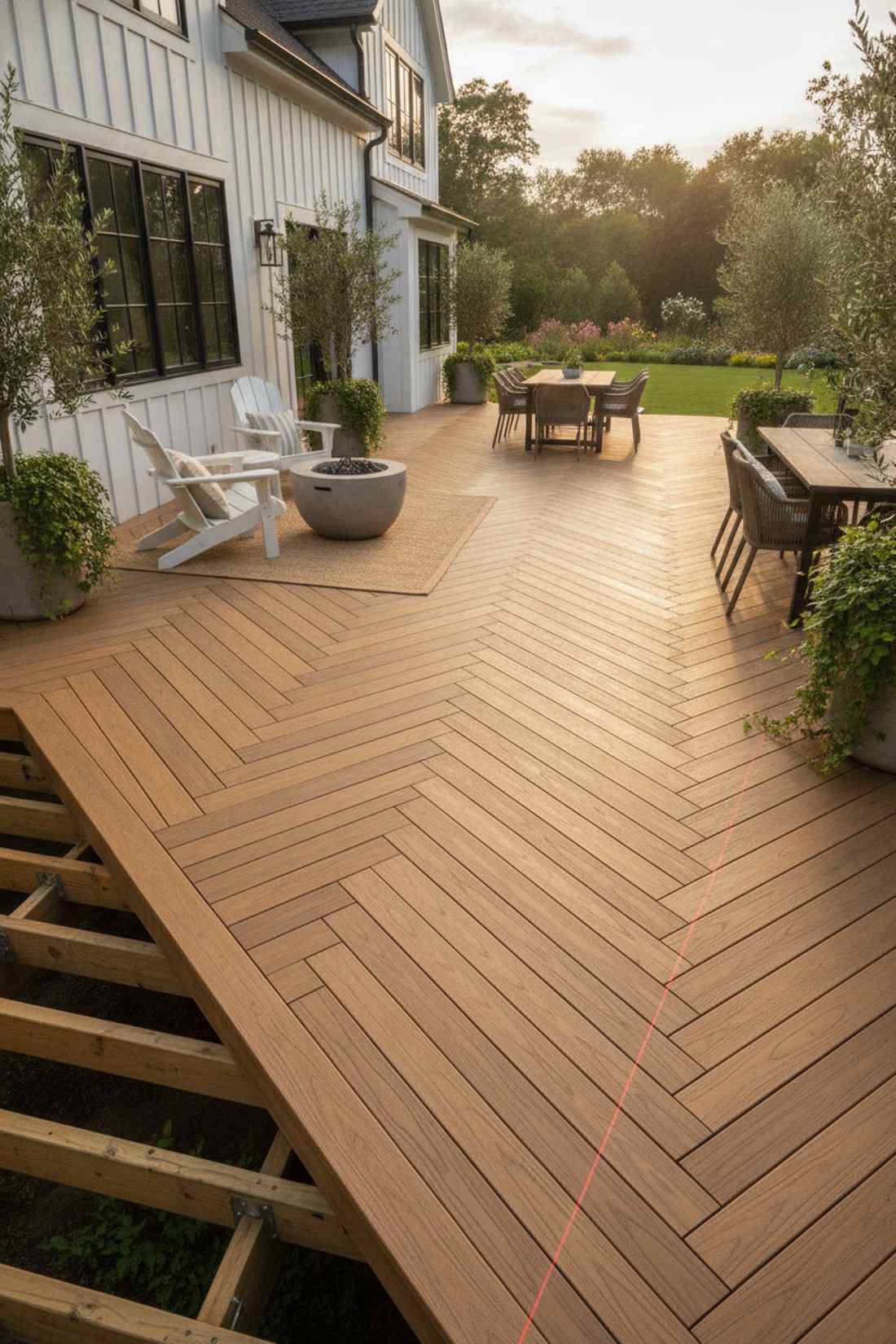 herringbone pattern deck