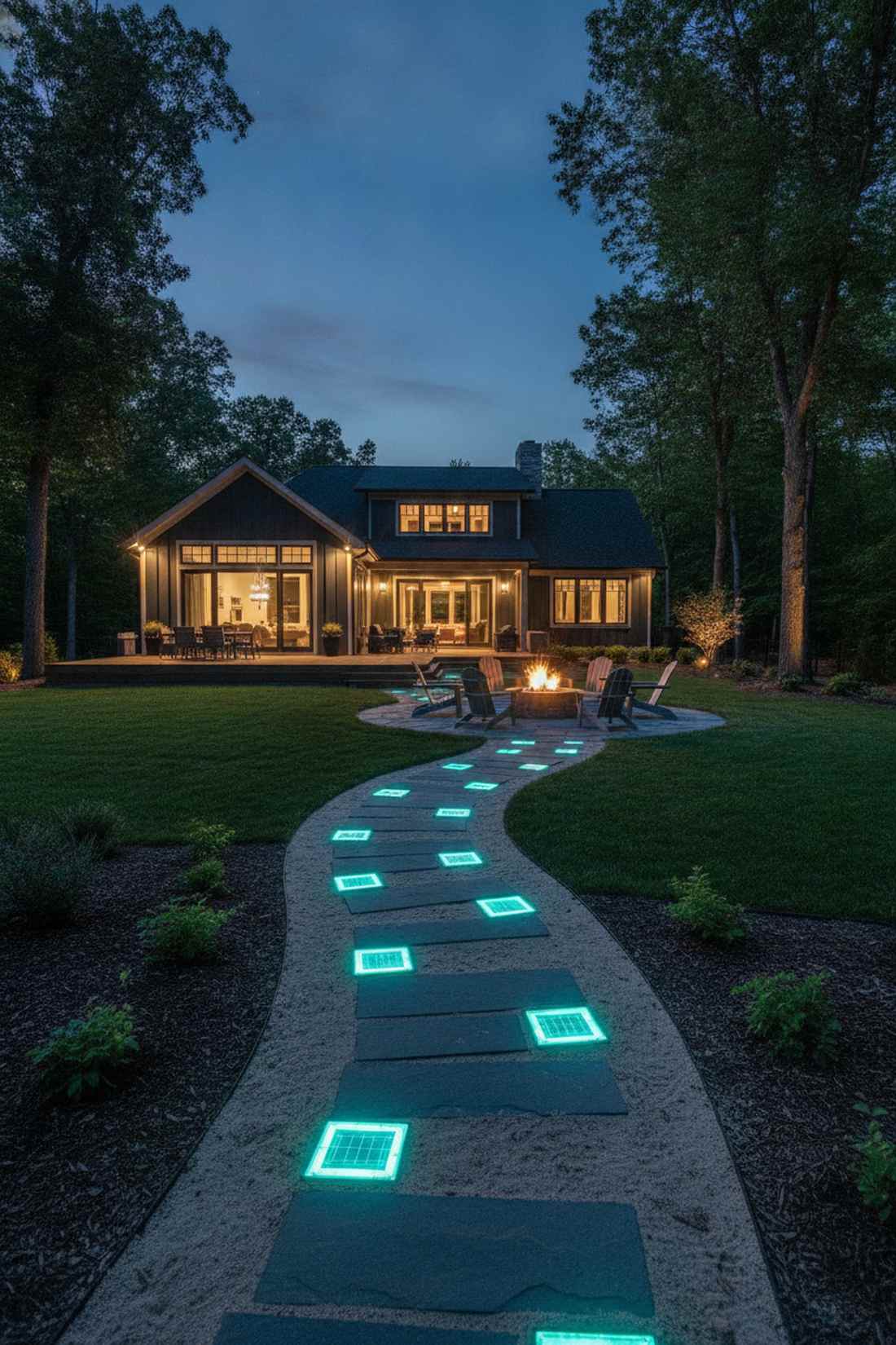 illuminated night pathway