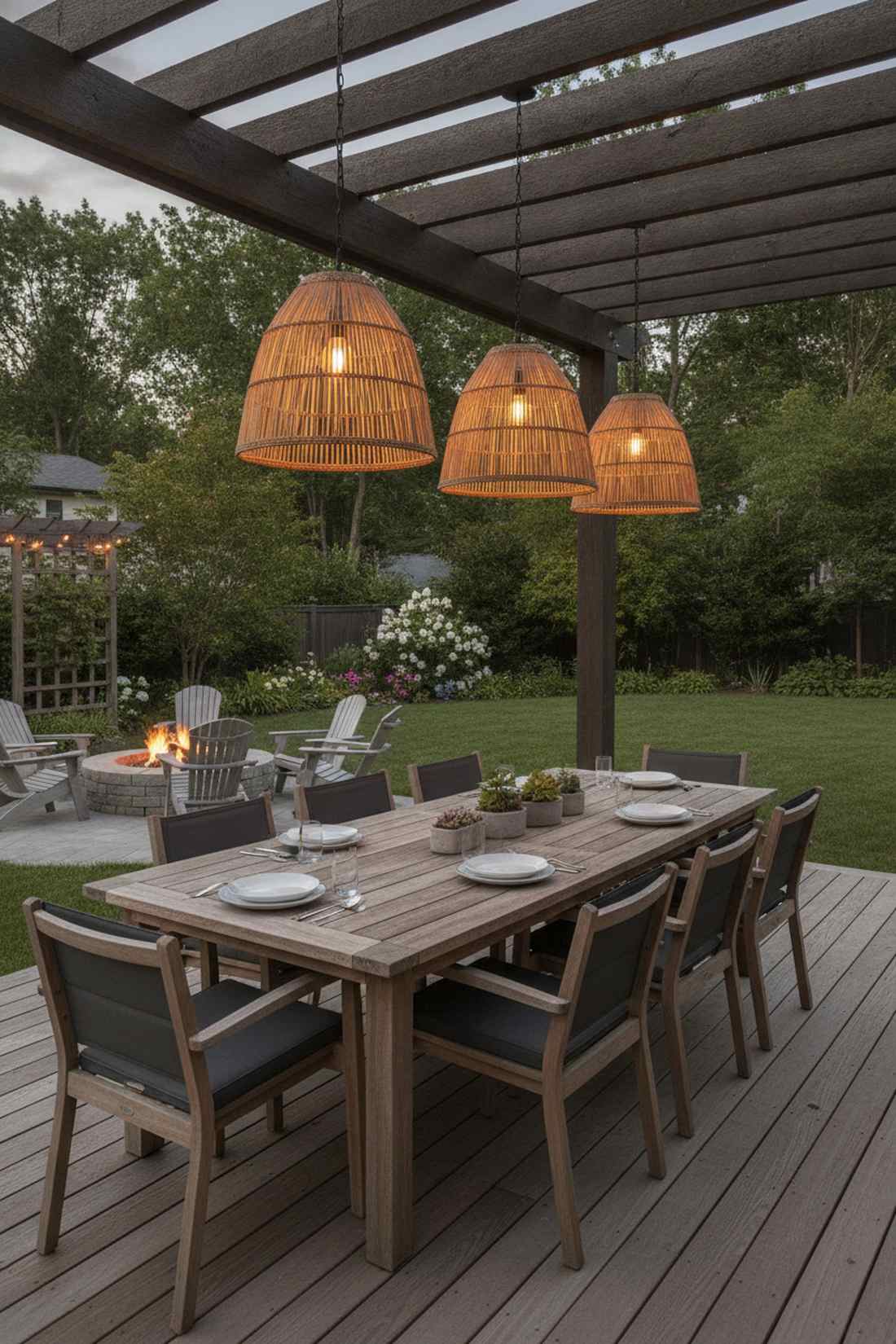 pendant lighting over dining