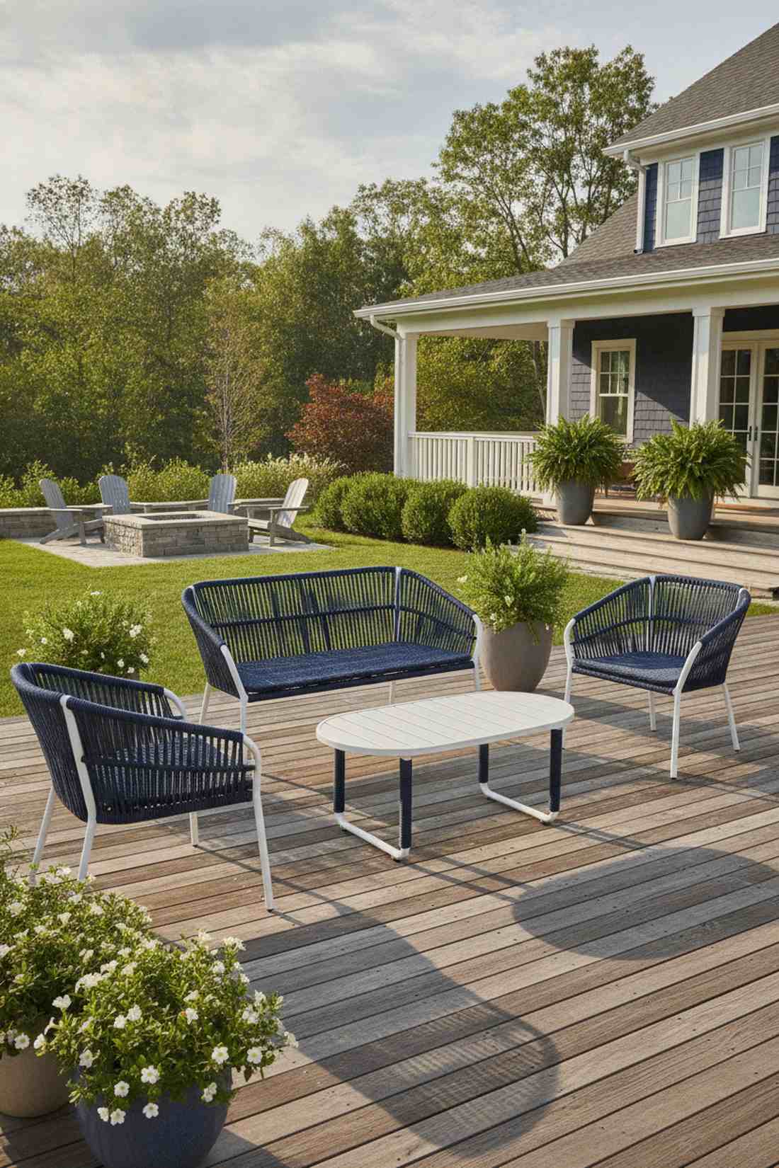 rope wrapped aluminum lounge collection