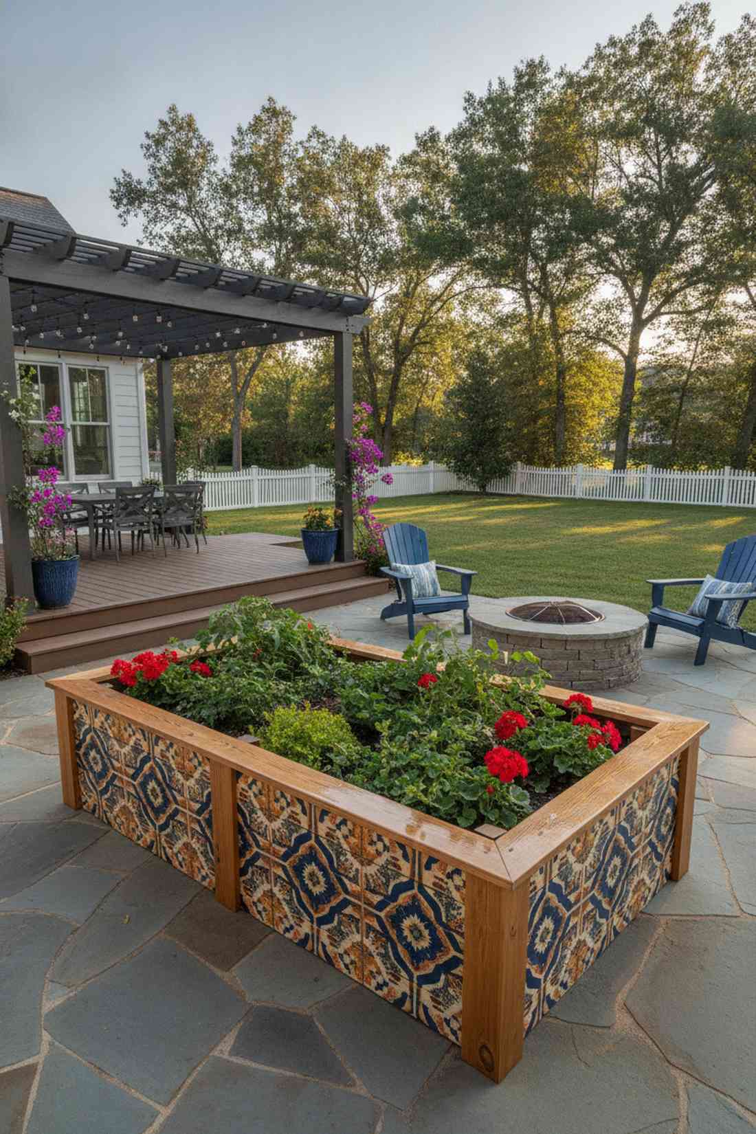 stenciled pattern bed