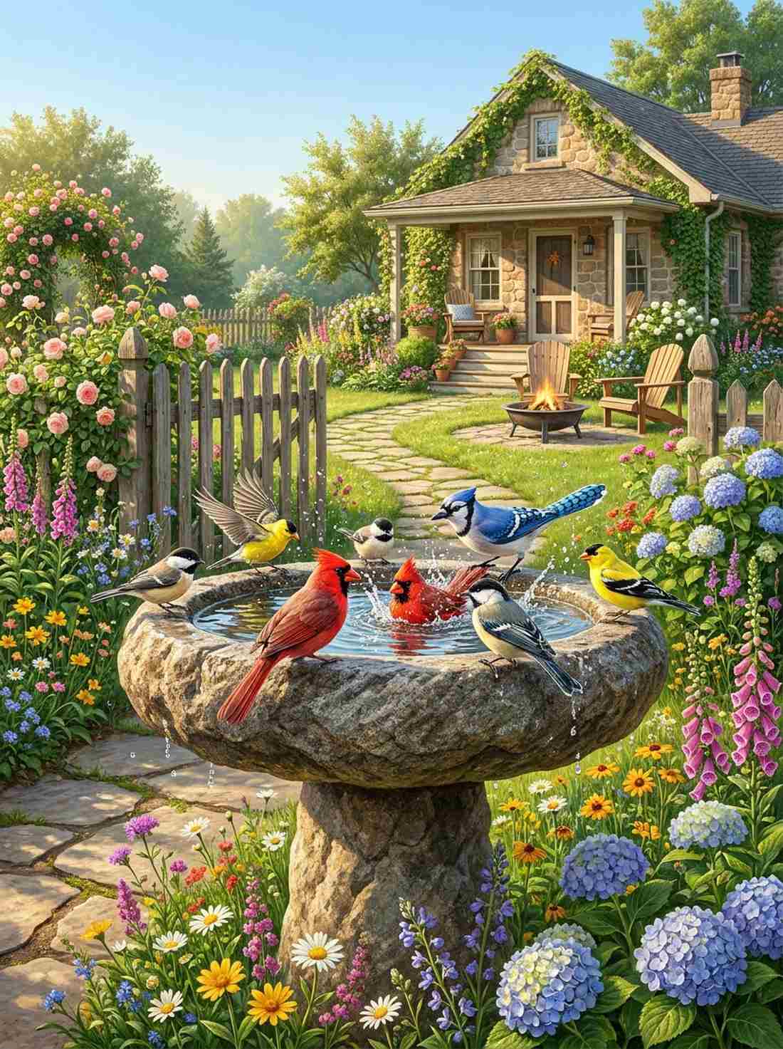 stone basin bird bath