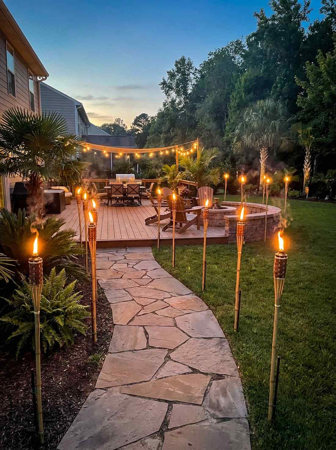 tiki torch pathway lighting