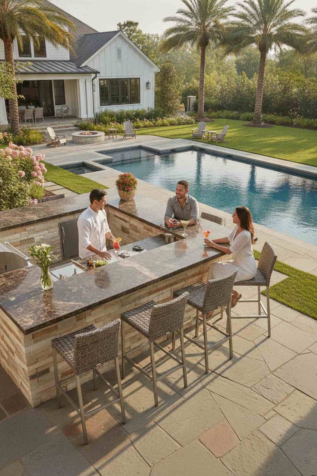 outdoor bar seating for serving zone