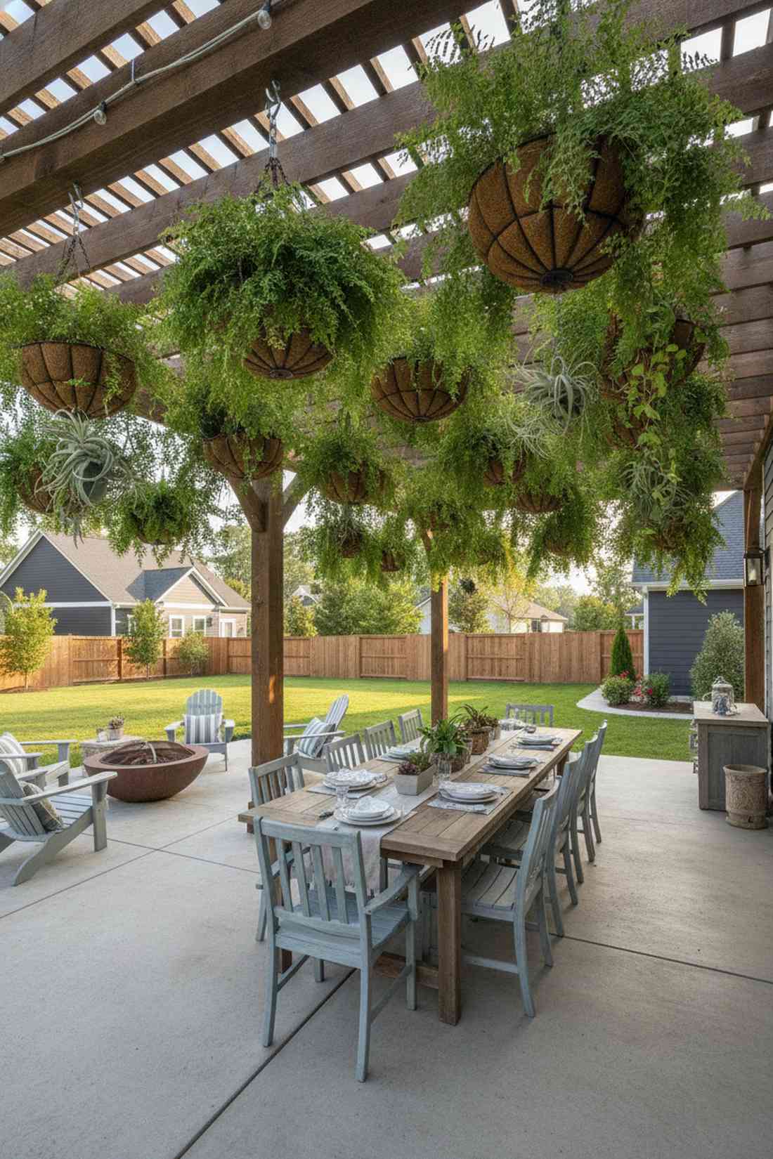 pergola with hanging garden elements