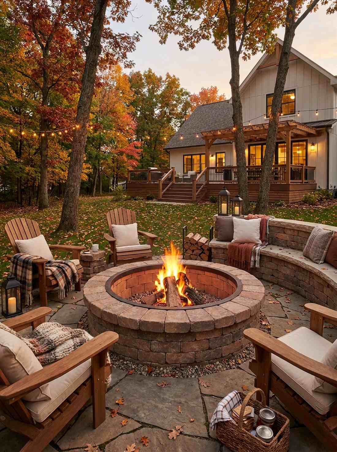 stone fire pit seating