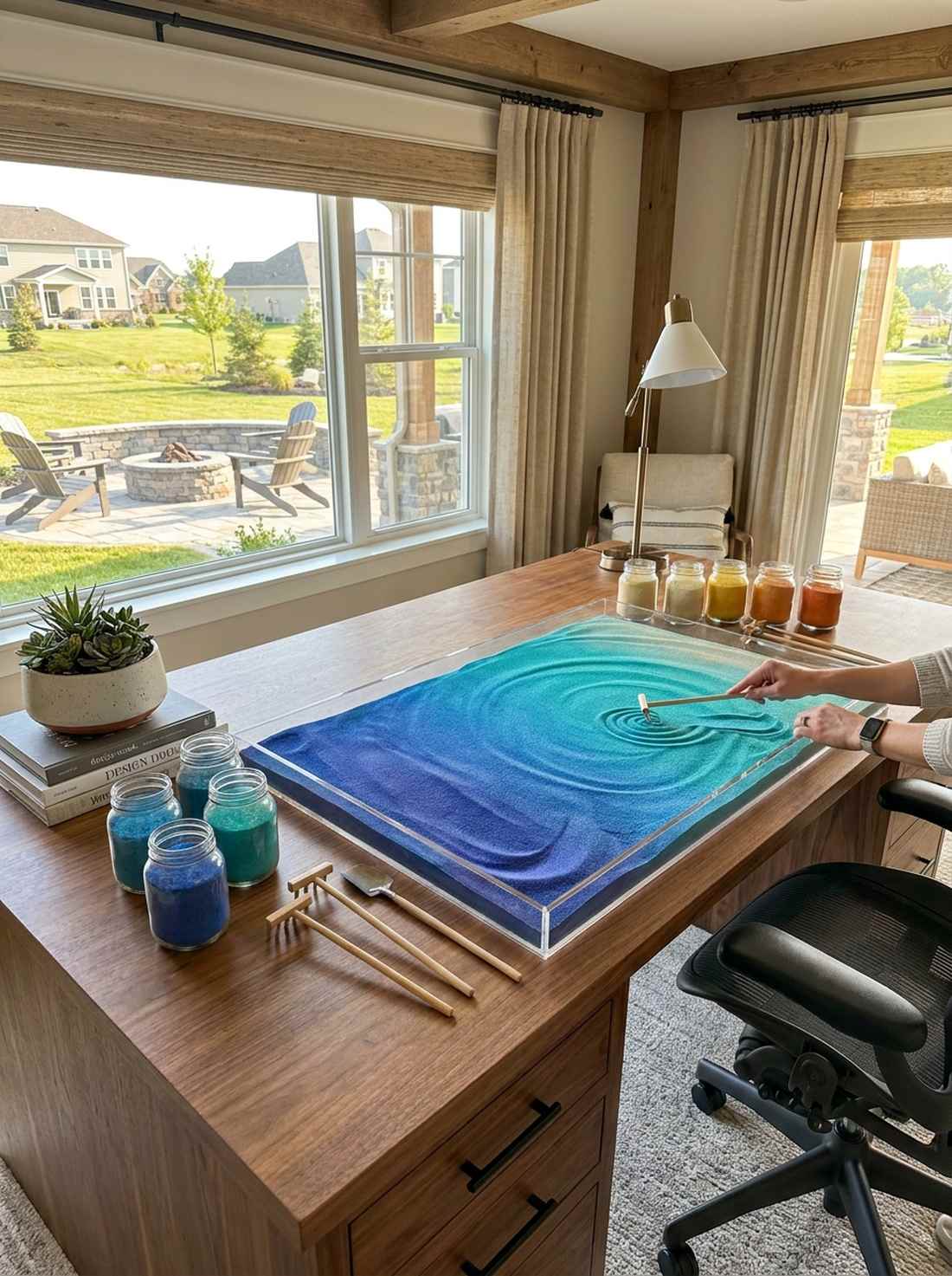 color mixing sand palette