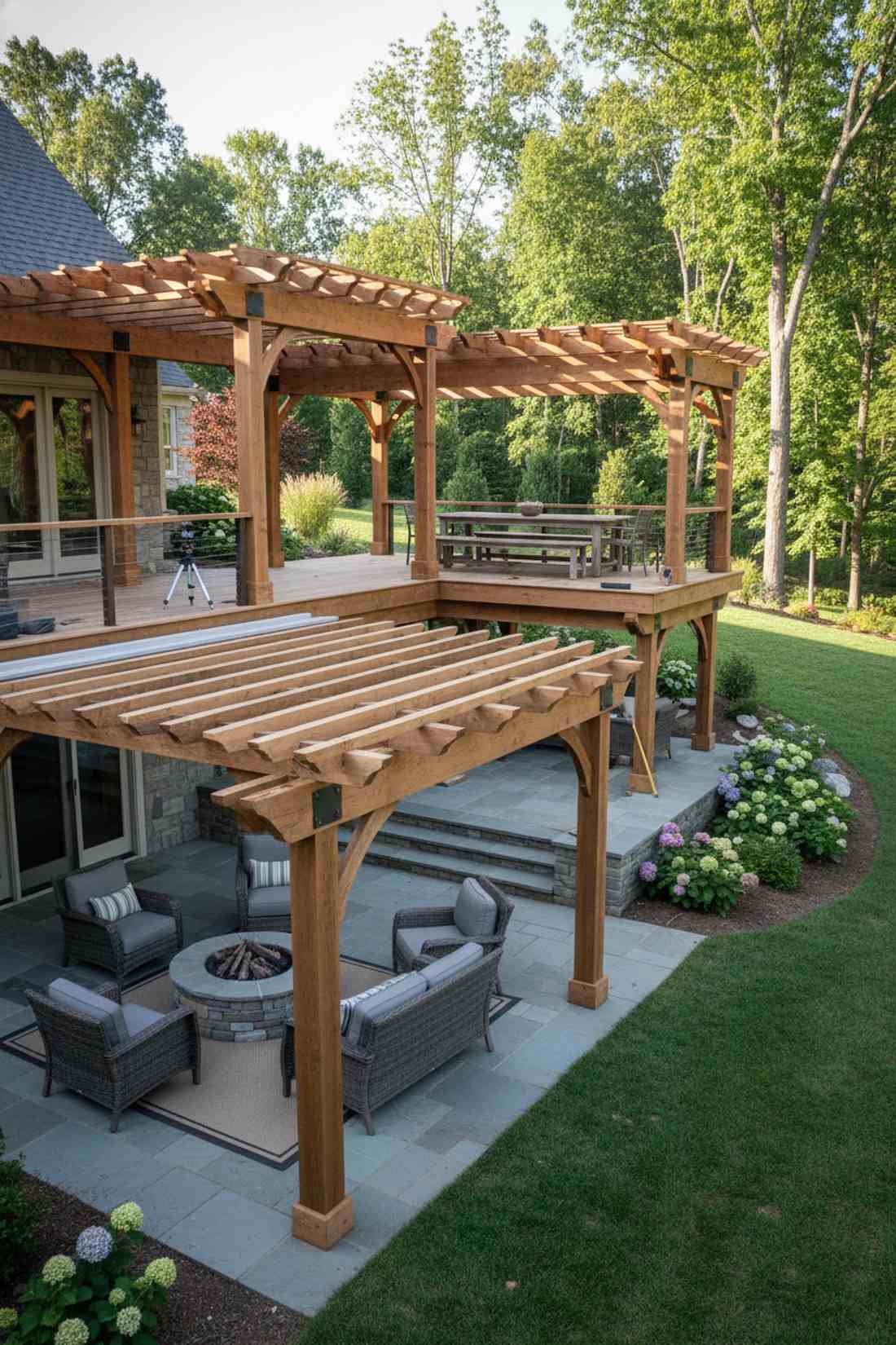multi level stepped pergola