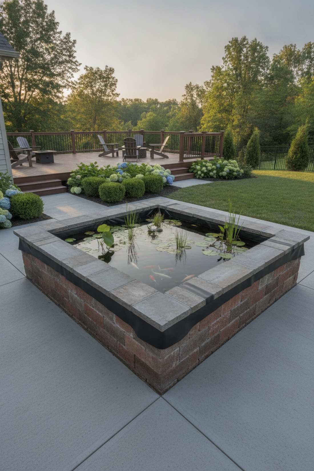 raised pond with coping