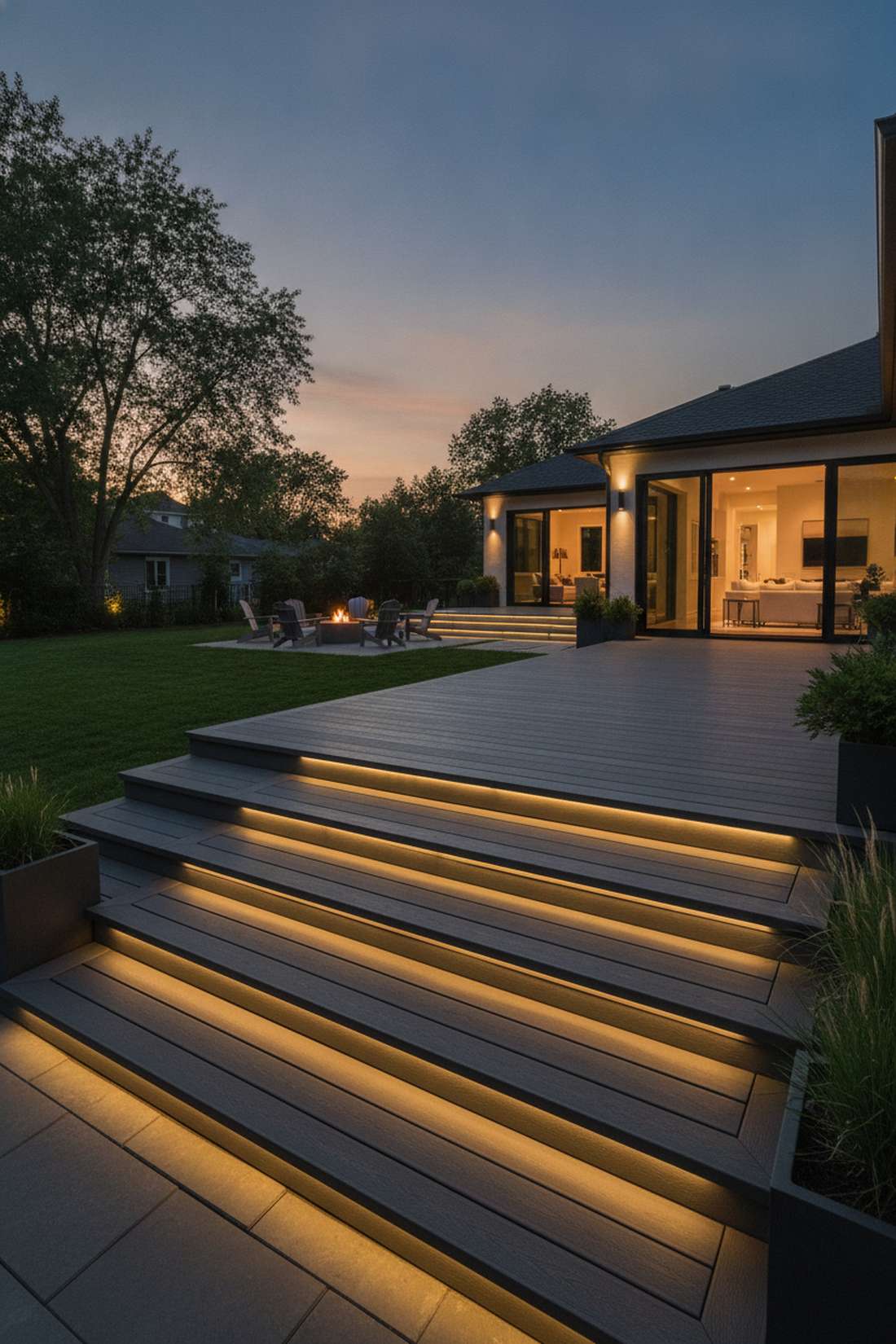 deck step riser linear lights