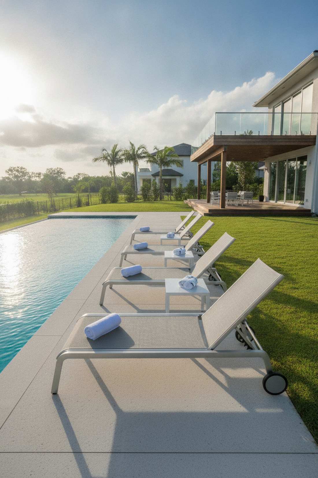 poolside chaise lounge array