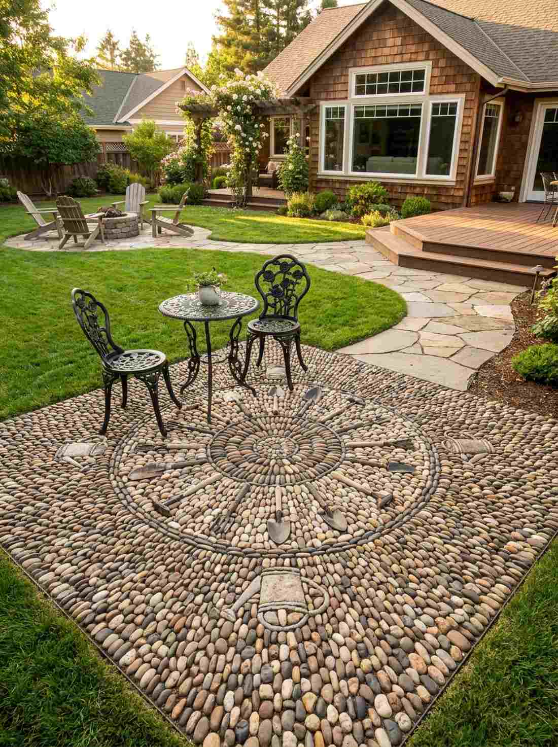 pebble mosaic patio
