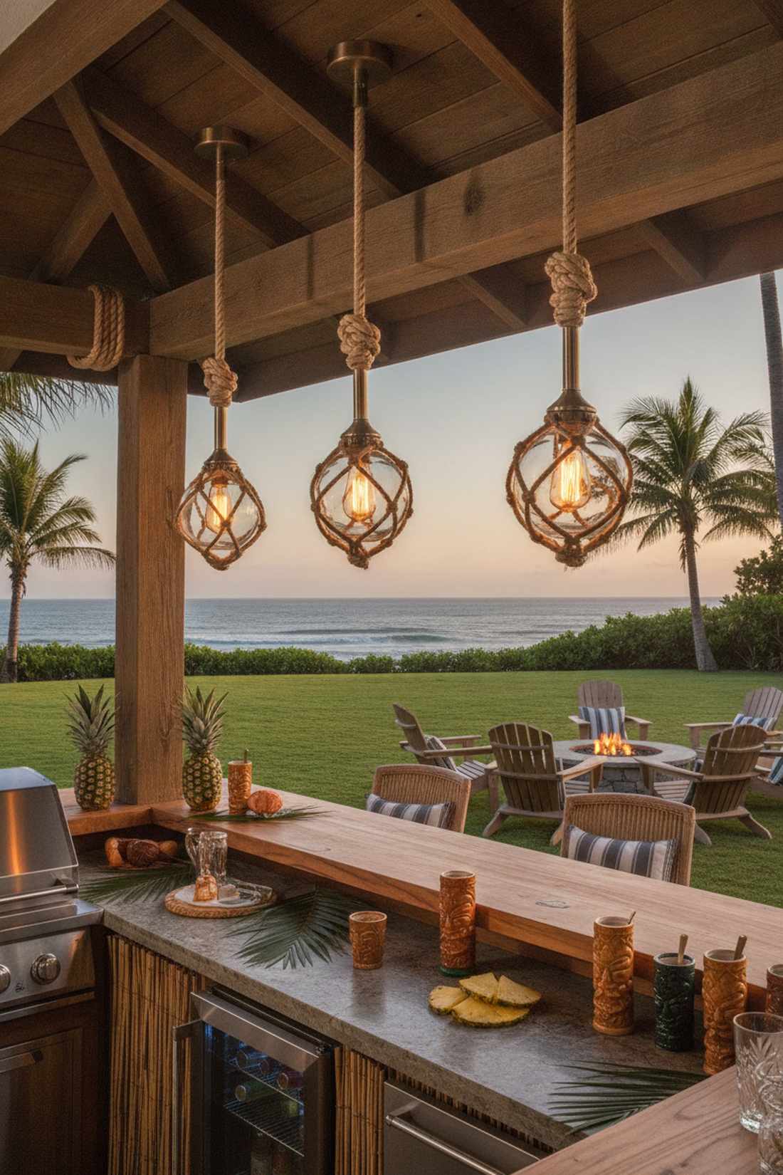 rope wrapped pendant fixtures