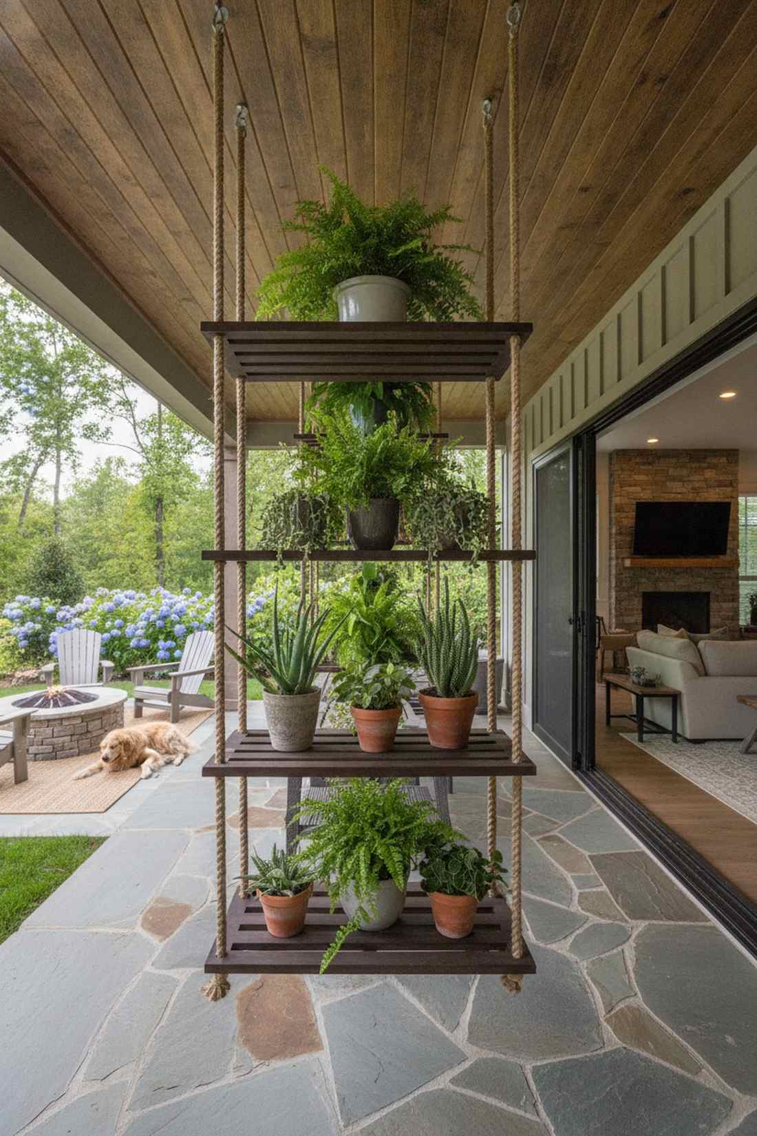 tiered hanging shelves
