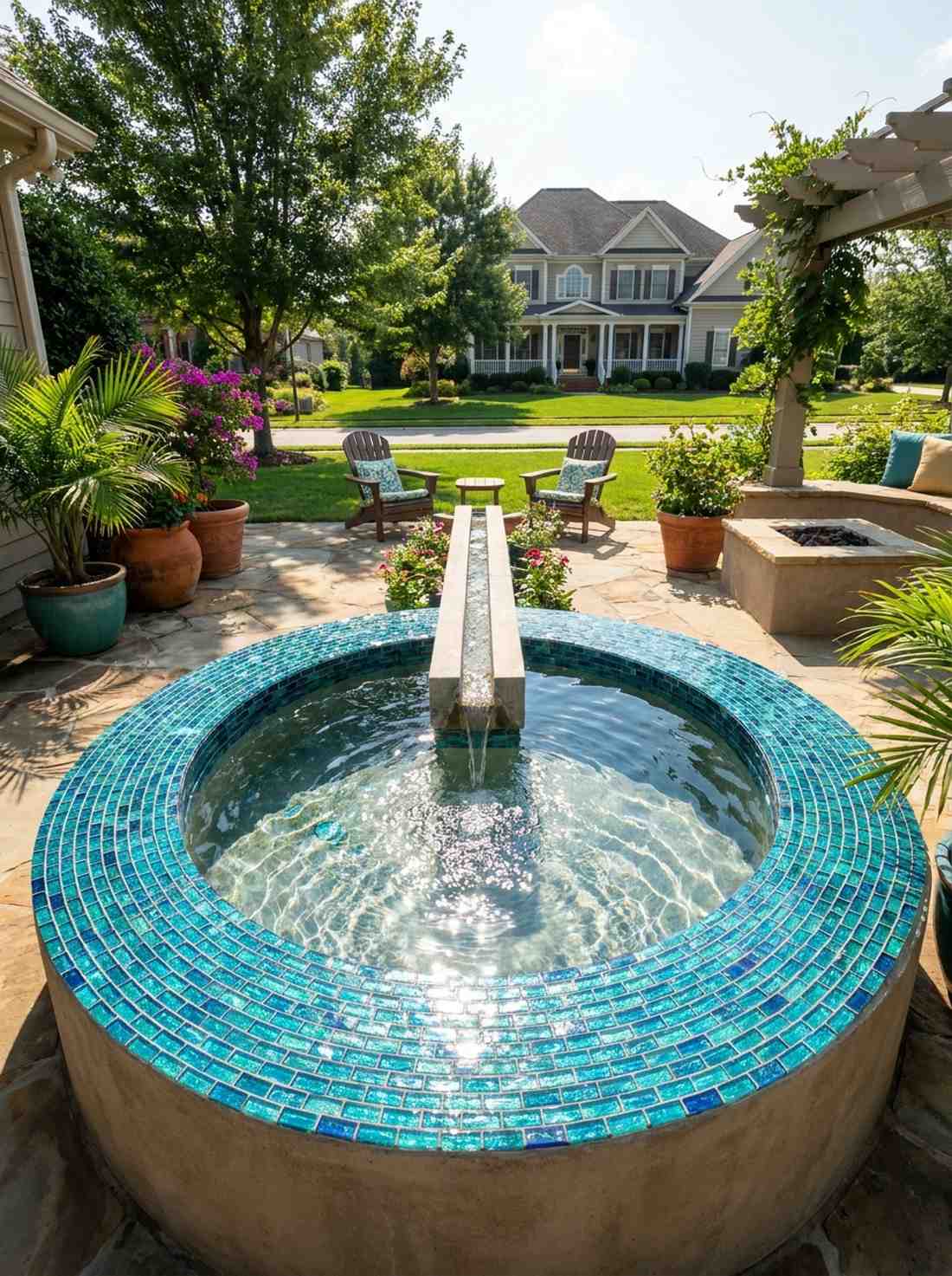 mosaic tile water feature surround