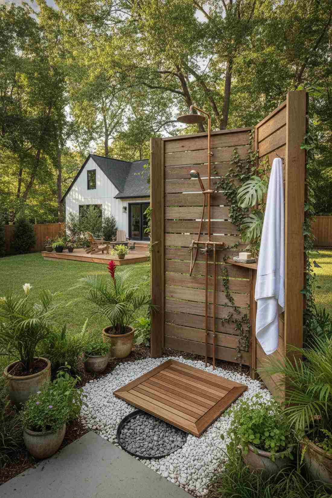 outdoor shower gardens