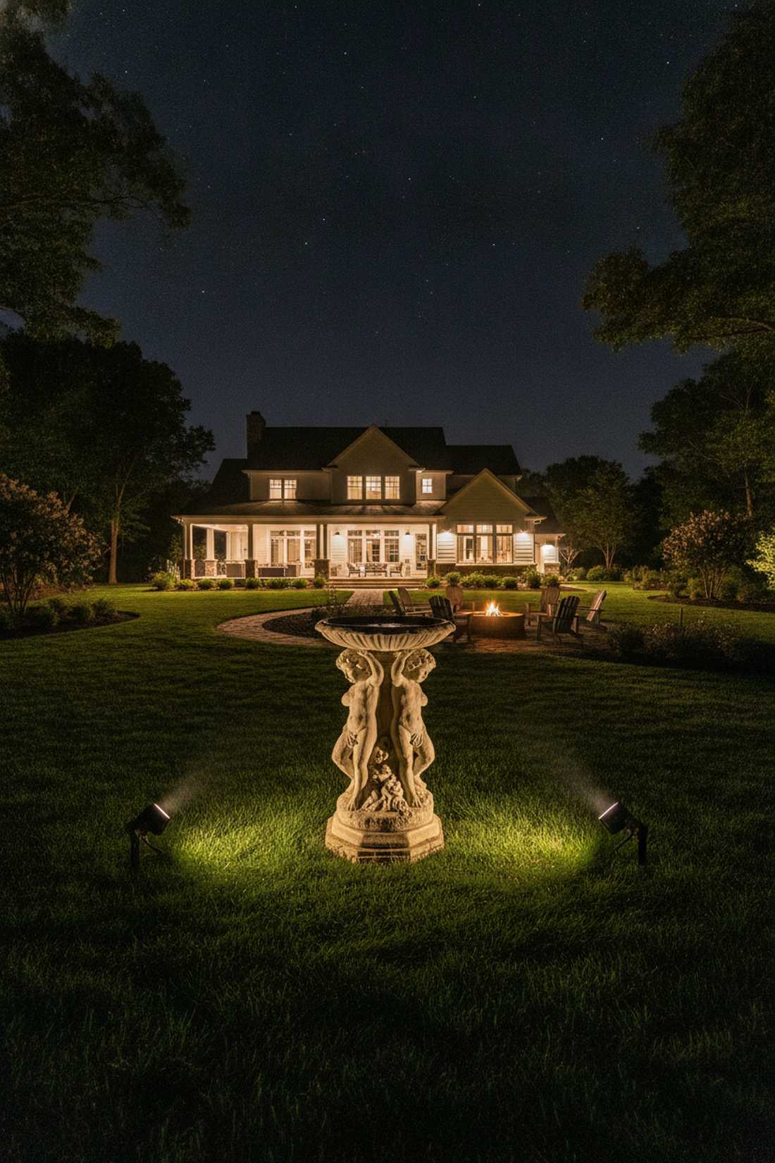 garden sculpture uplighting