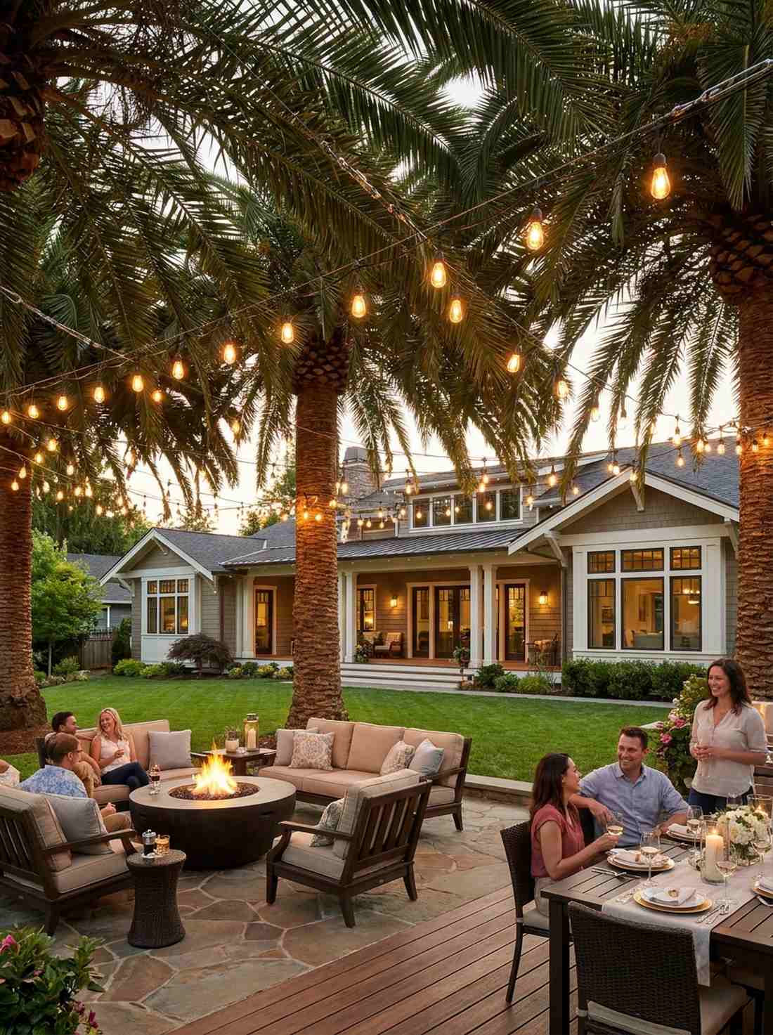 lantern string lights through canopy