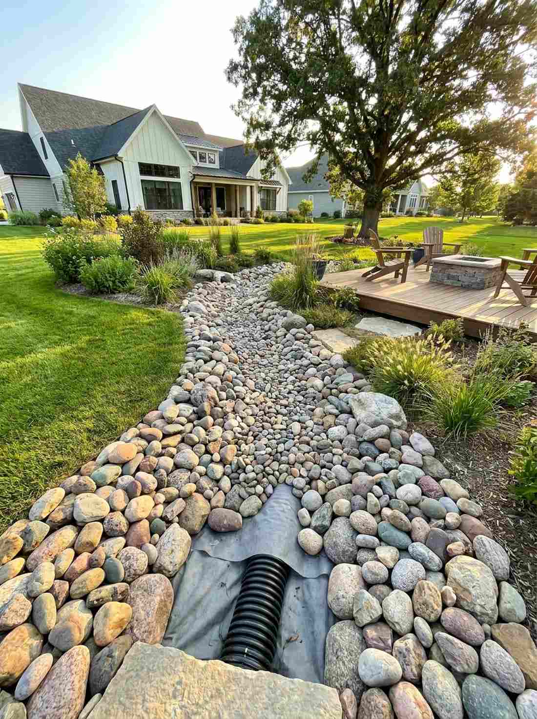 drainage channel rock bed