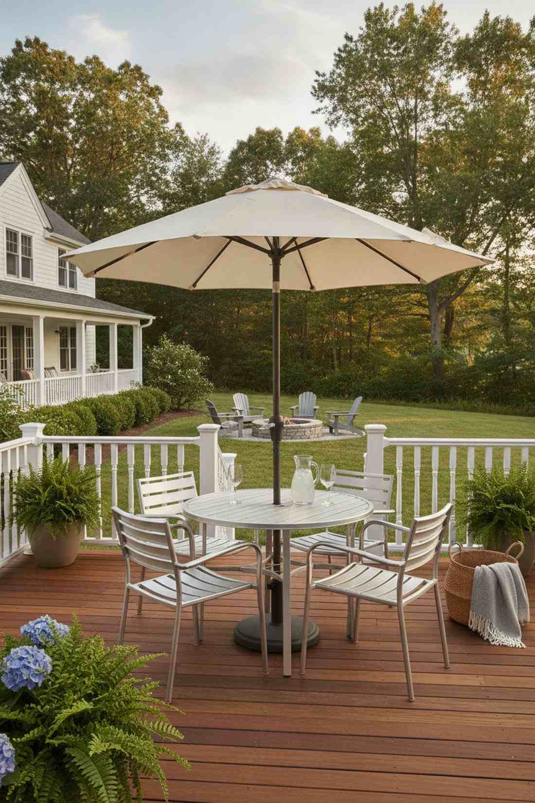 aluminum cafe set with umbrella port