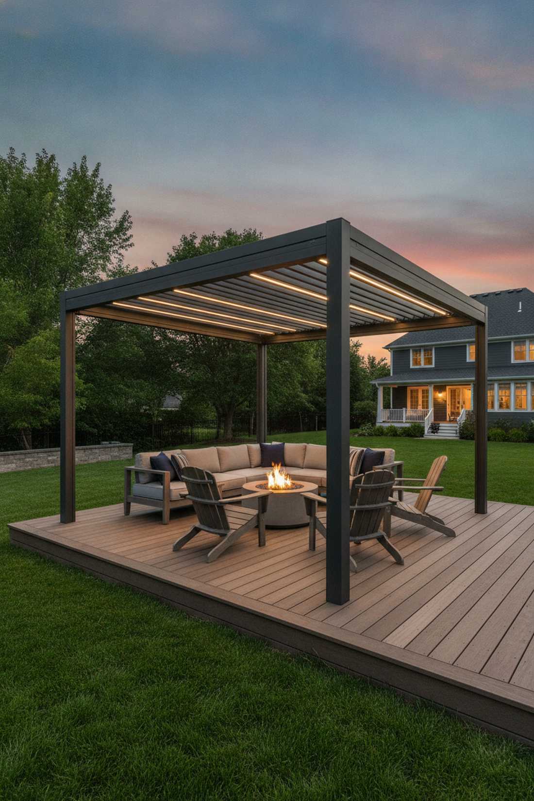 aluminum pergola with rotating louvers