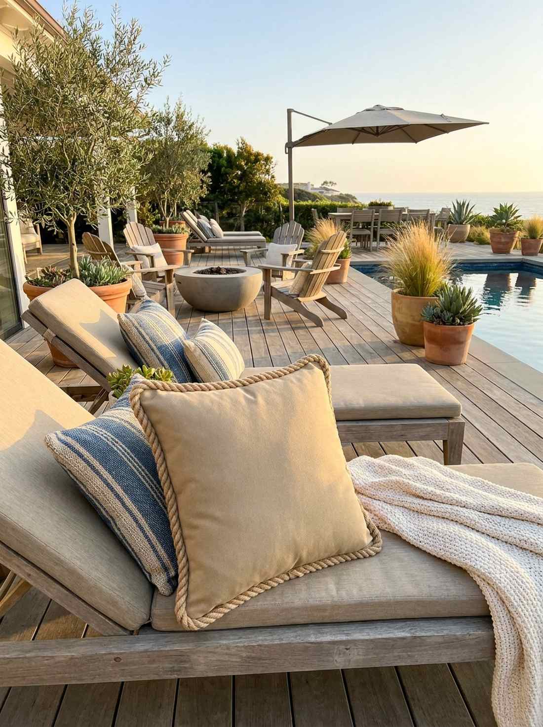 braided rope edge outdoor pillow
