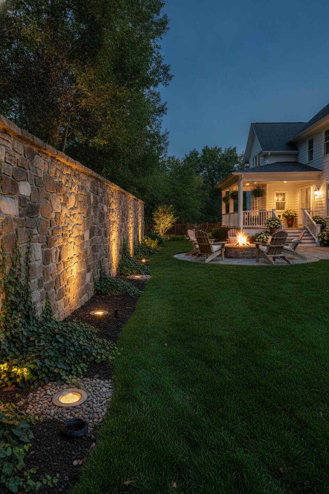 cobblestone accent uplights