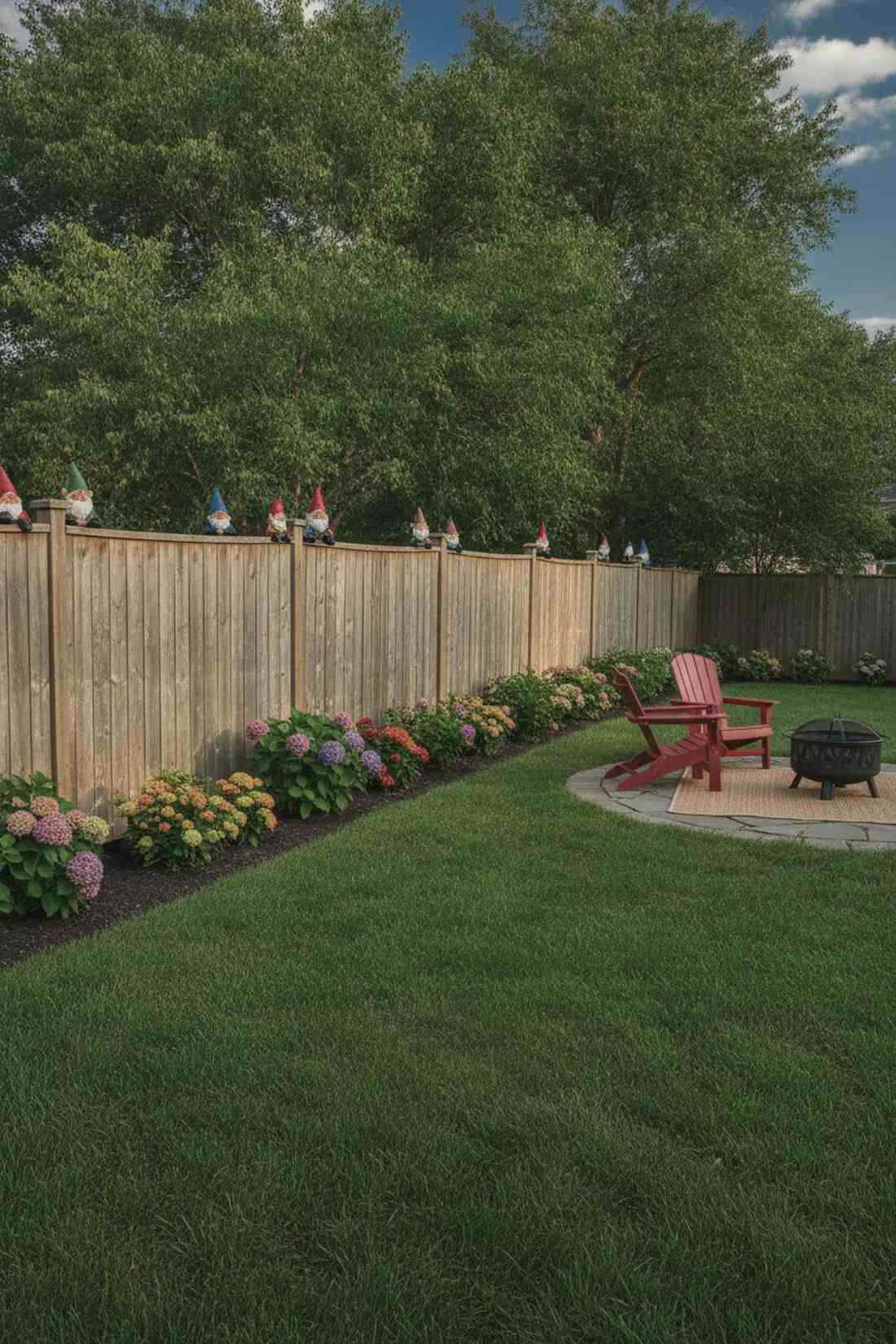 fence top peeking gnomes