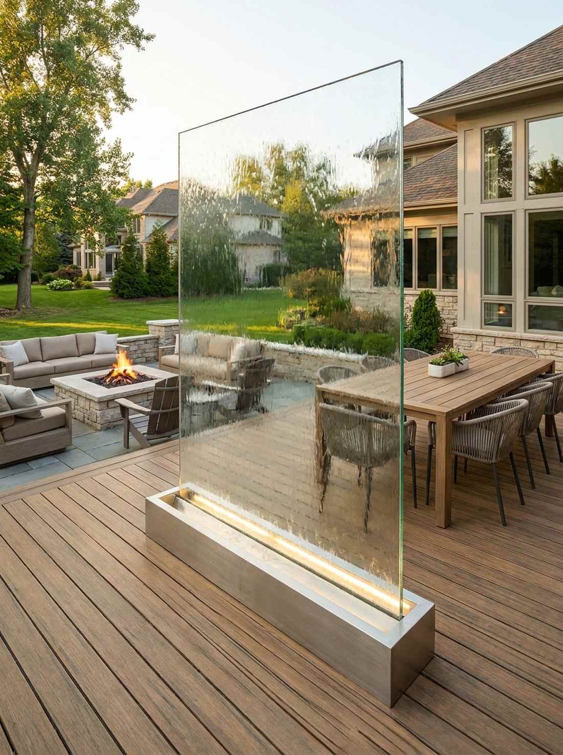floating glass panel water wall