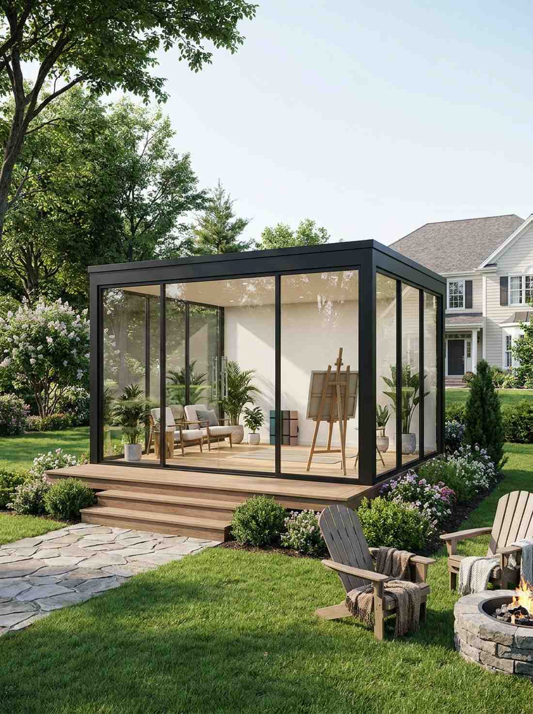 full glass front studio