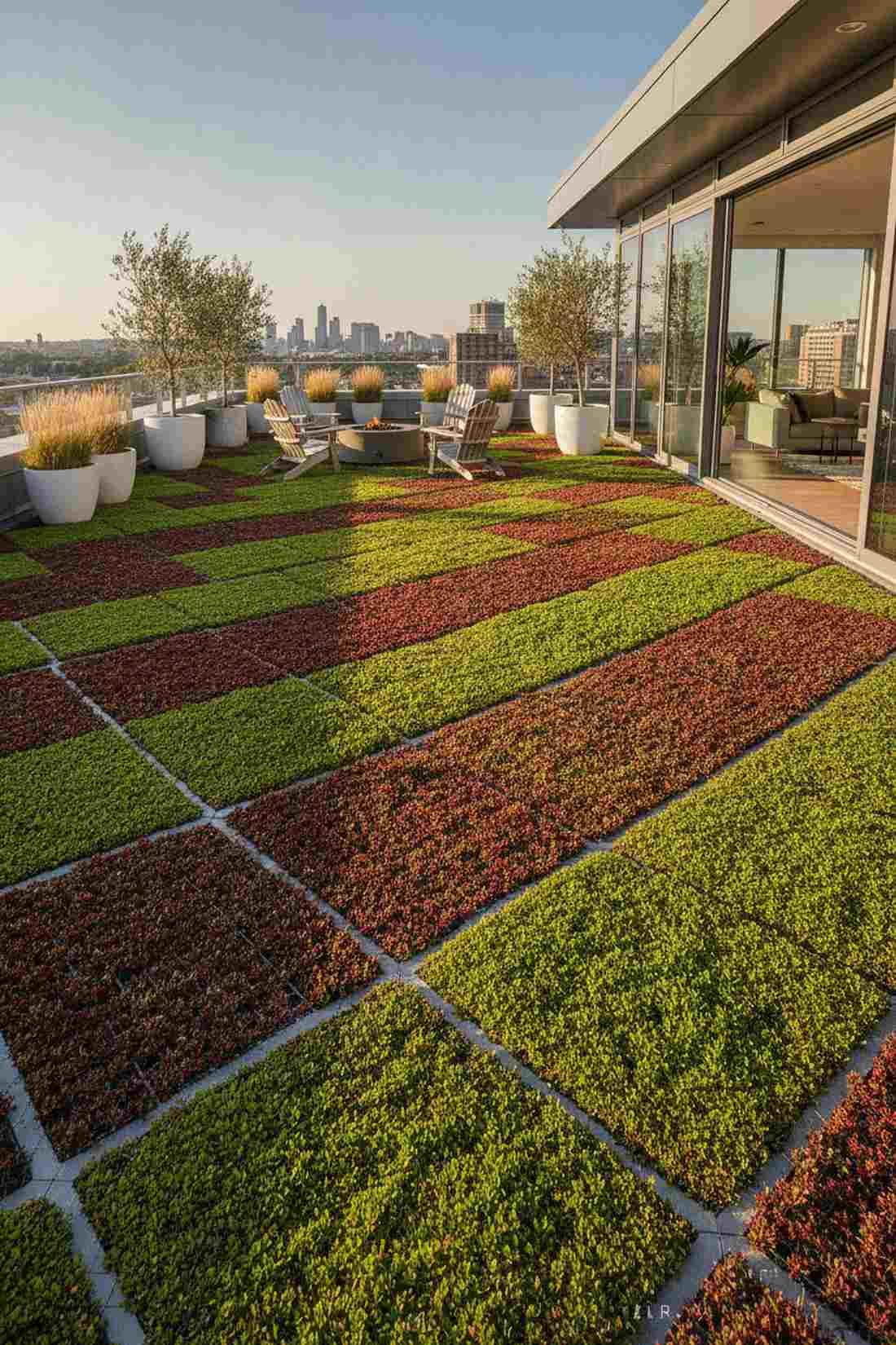 geometric sedum carpet beds