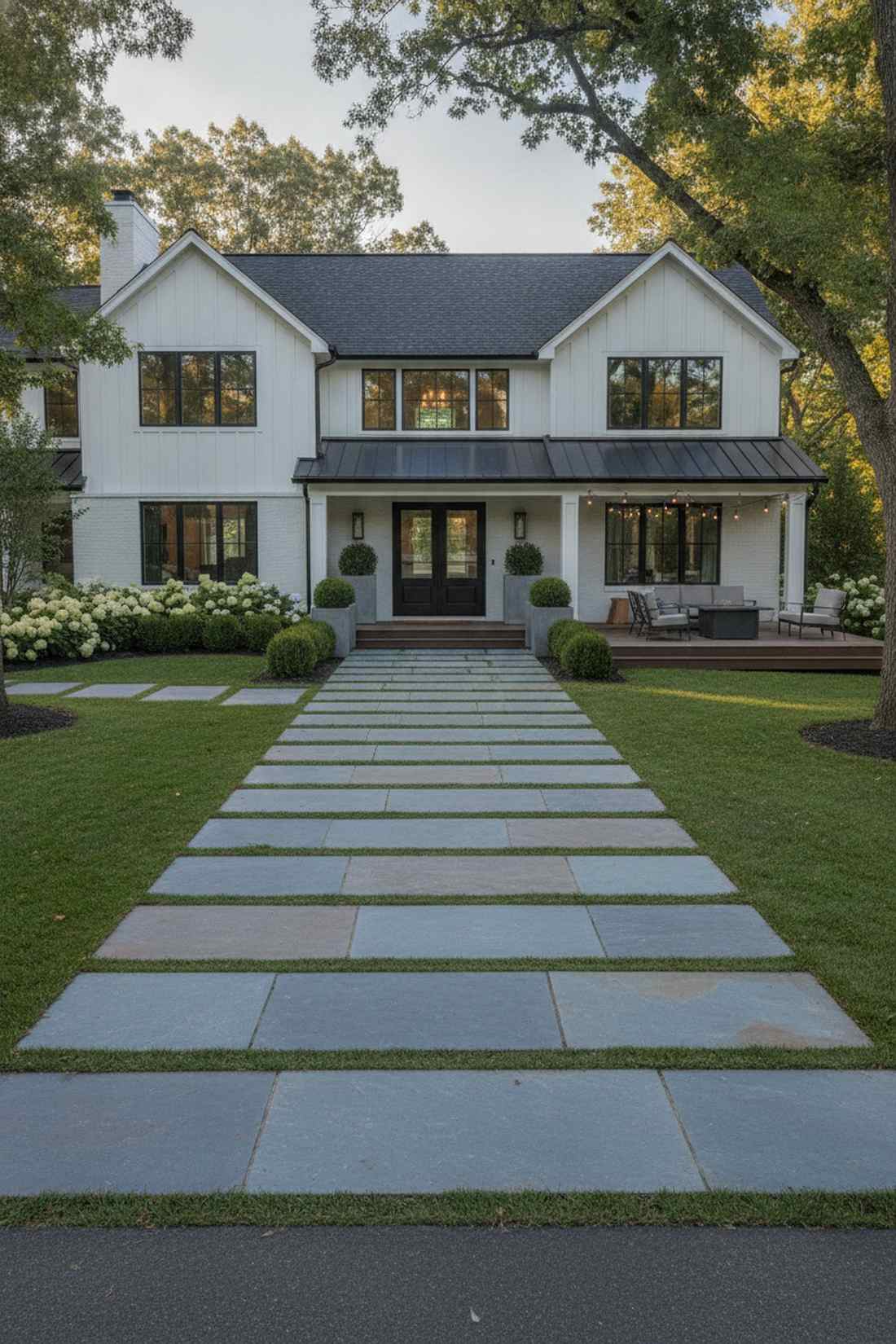 grass bordered stone slabs