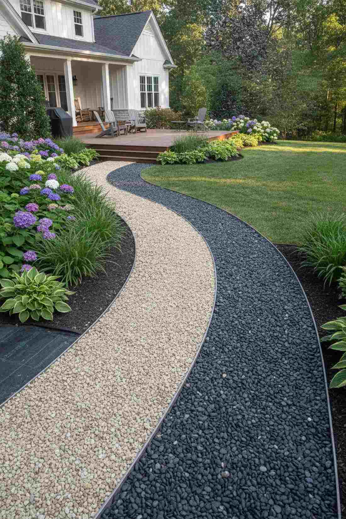gravel pathways in contrasting tones