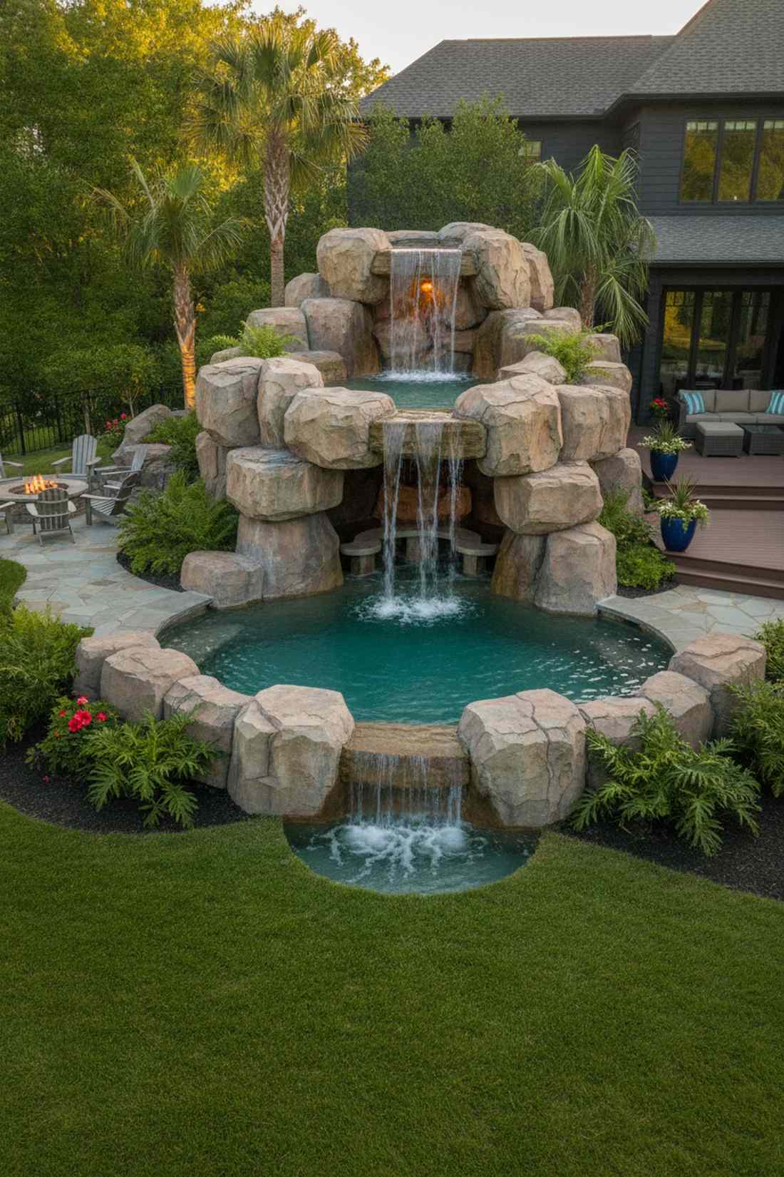 grotto waterfall with hidden cave