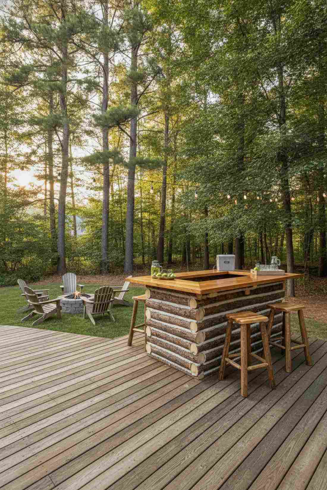 log cabin style outdoor bar