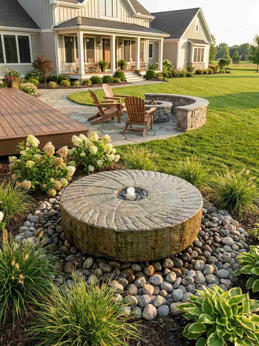 millstone fountain with central aperture