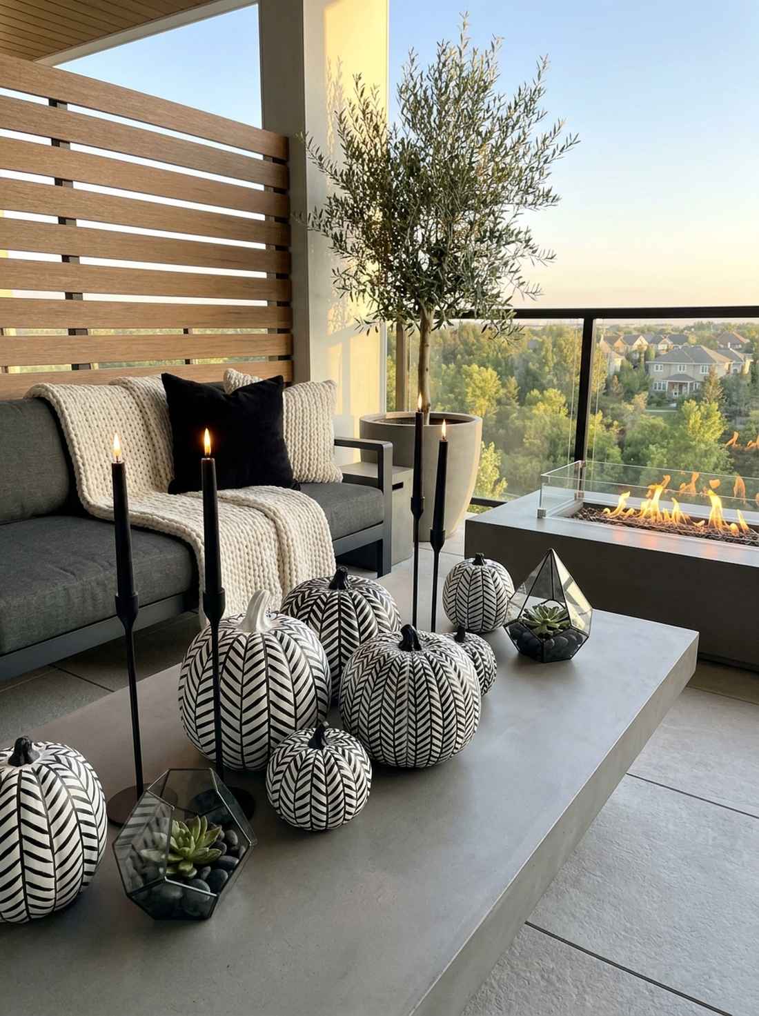 monochrome herringbone pumpkins