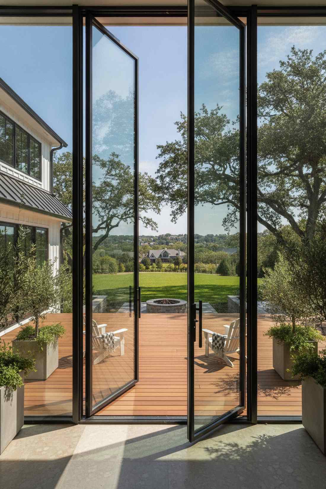 pivoting glass doors