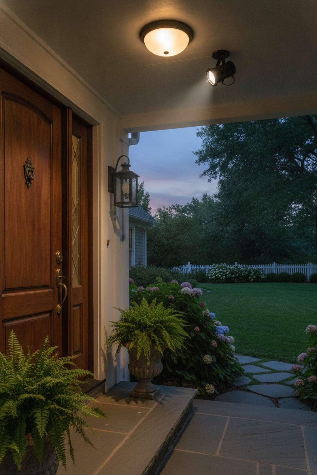 porch ceiling flush mount plus doorway spotlight