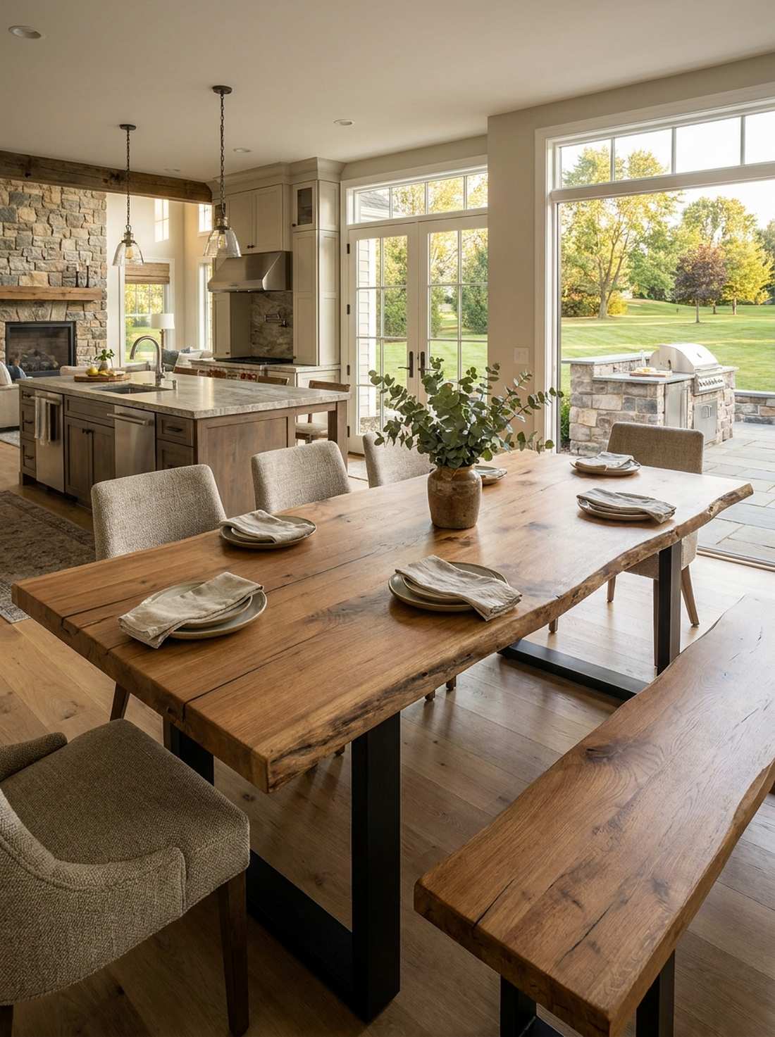 reclaimed wood dining table with metal legs