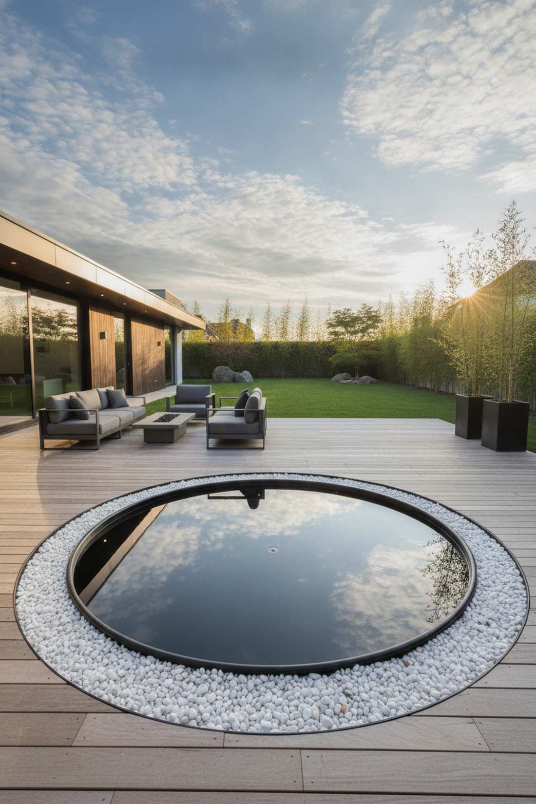 reflecting pond with gravel surround