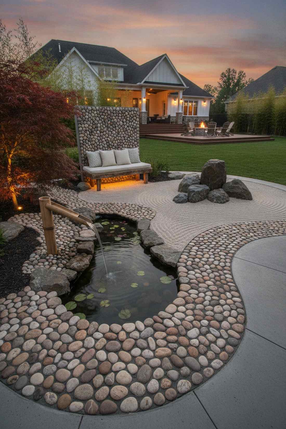 river rock accent wall