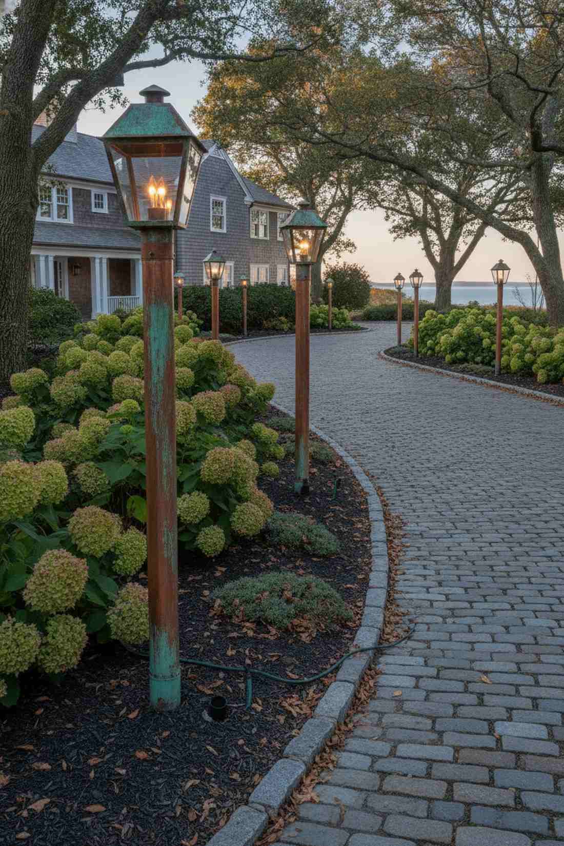 rustic copper lantern posts
