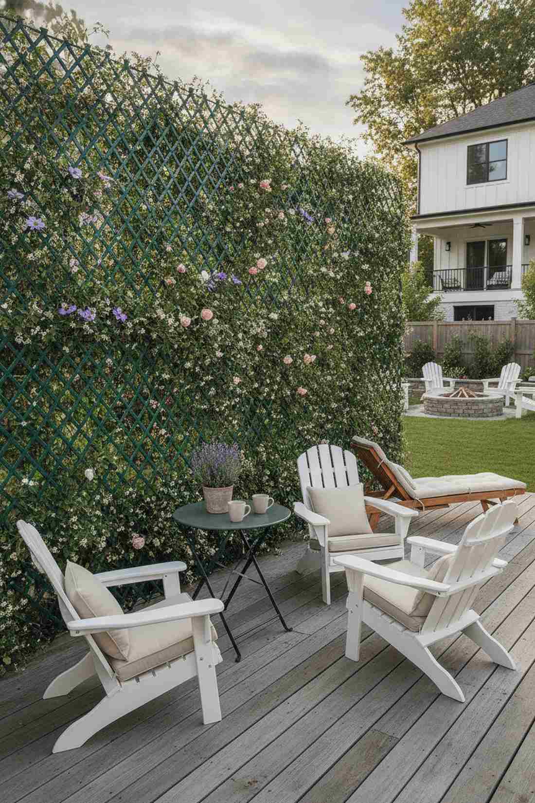 trellis wall with folding furniture